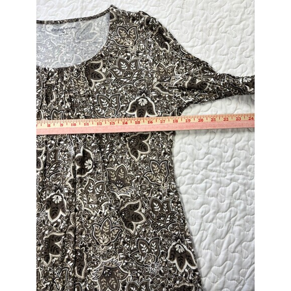 Croft & Barrow Green Floral Print Flowy Long Sleeve Blouse size medium - Picture 5 of 6